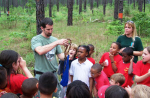 CEMML biologist talks to kids about the Louisiana Pine Snake.